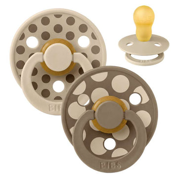 BIBS Rund Colour Sut - 2-Pak - Str. 3 - Naturgummi - Mix Polka Studio - Vanilla/Dark Oak