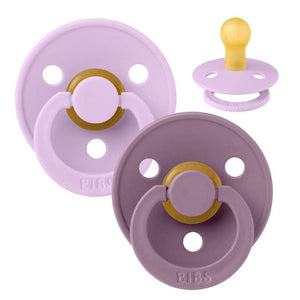 Sucette BIBS ronde Colour - Lot de 2 - Taille 1 - Caoutchouc naturel - Violet Sky/Mauve