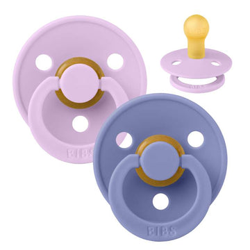 Bibs Round Colour Pacifier - 2-Pack - sz. 1 - natural rubber - Violet Sky/Peri 