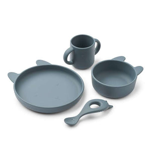 Liewood Vivi Baby Dinner Sets - 4 pieces - Silicone - Rabbit/Whale Blue 