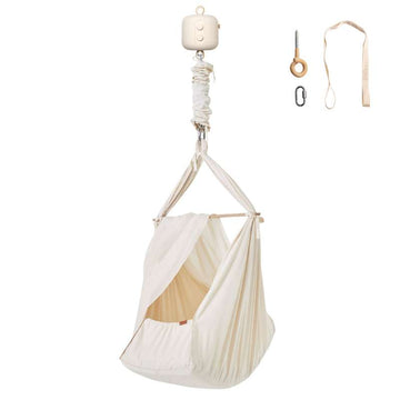 Pomoč Bundle - Premium - Slyngevugge z Vuggemotorjem in Stropnim obešalom - Naraven 