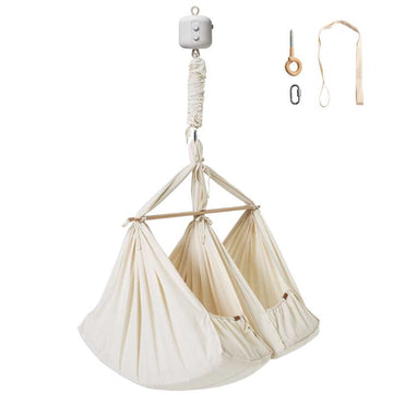 Pomoč Bundle - Twin Slyngevugge z Vuggemotorjem in Stropnim nosilcem - Naraven 