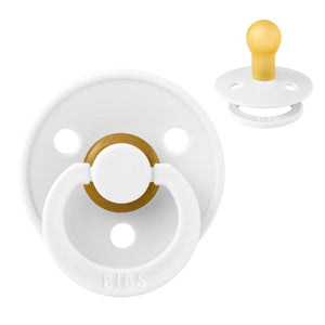 Sucette BIBS ronde Colour - Taille 1 - Caoutchouc naturel - White