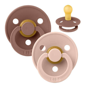Sucette BIBS ronde Colour - lot de 2 - Taille 2 - caoutchouc naturel - Woodchuck/Blush