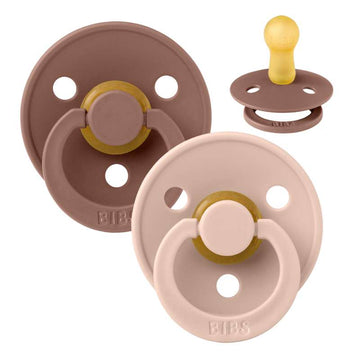 Bibs Round Colour Pacifier - 2-Pack - sz. 1 - natural rubber - Woodchuck/Blush 