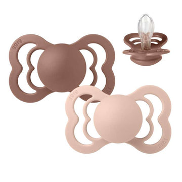 Bibs Supreme Pacifier - 2-Pack - sz. 2 - Silicone - Woodchuck/Blush 