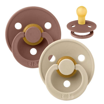 Bibs Round Colour Pacifier - 2-Pack - sz. 1 - natural rubber - Woodchuck/Vanilla 