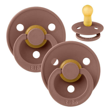 Bibs Round Colour Pacifier - 2-Pack - sz. 2 - natural rubber - Woodchuck/Woodchuck 