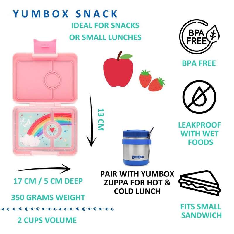 Yumbox Pojemnik na jedzenie - Minisnack - 3 przegrody - Misty Aqua/Rainbow 