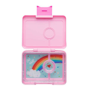 Yumbox Кутия за храна - Мини закуска - 3 отделения - Силно розово/Дъга 