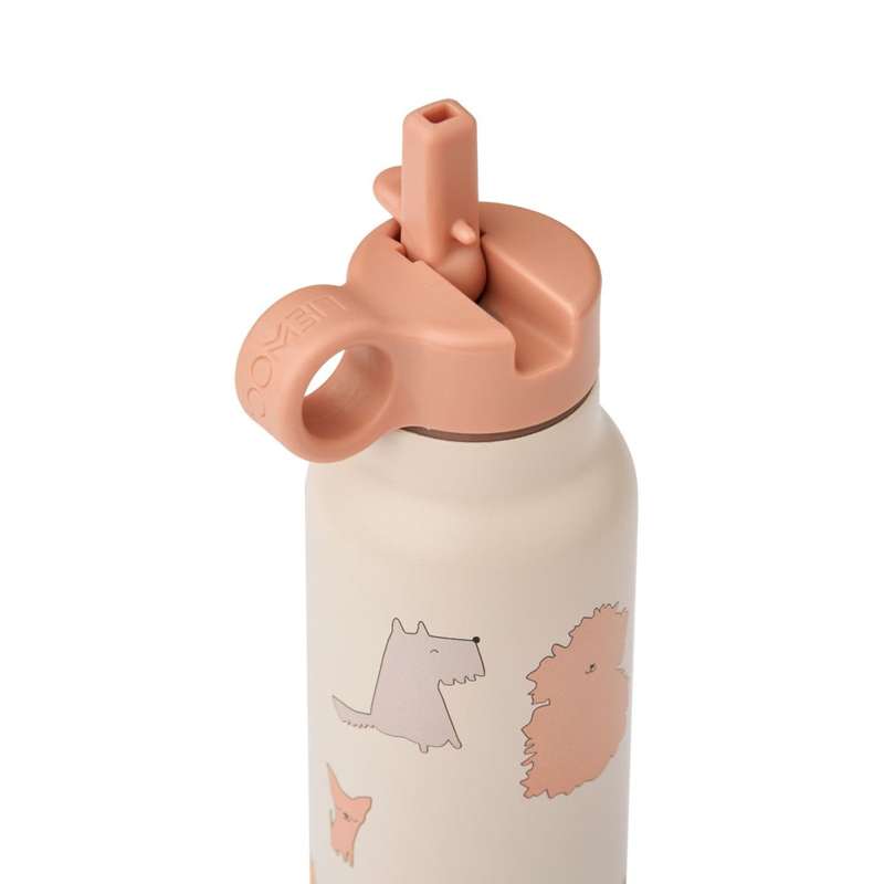 Liewood Falk Trinkflasche - Edelstahl - 350 ml. - Katzen und Hunde/Sandy 
