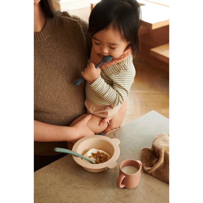 Liewood Peonias Antideslizante Cuenco - 2-Pack - Mostaza/Mezcla de Rosa de Toscana 