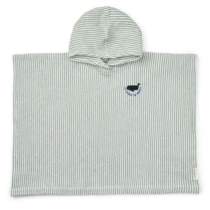 Liewood Paco Poncho - Brodé - Rayure Y/D Menthe/Crème de la Crème 