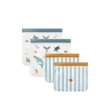 Liewood Rebus Uudelleenkäytettävät Ruokapussit - 4-pak - Merieläin/Hiekka 