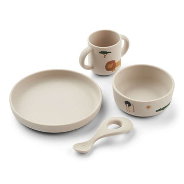 Liewood Vivi Baby Feeding Set - 4 pieces - Silicone - Safari/Sandy Mix 