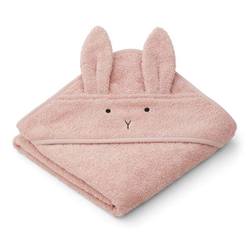 Liewood Albert Bath Towel with Hood - Baby - Rabbit - Rose 