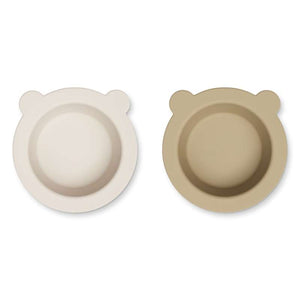 Liewood Πέονυ Αντιολισθητικό Μπολ - 2-Πακέτο - Sandy/Oat 