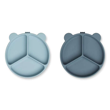 Liewood Stacy Prato Antiderrapante Dividido - 2-Pacote - Azul Marinho/Azul Baleia 