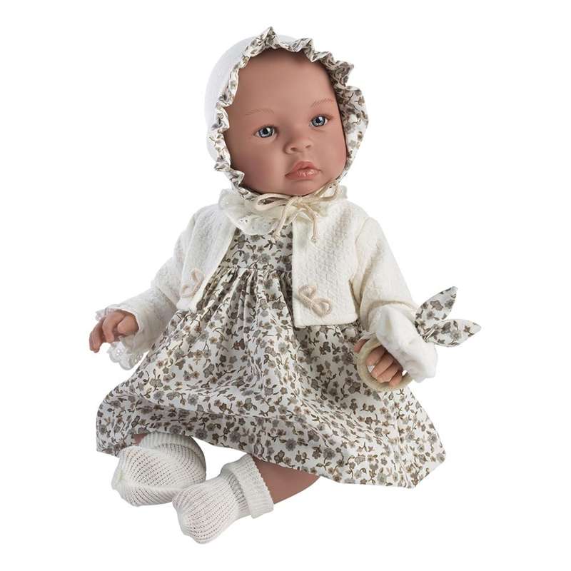 Asi Leonora Doll - 46 cm. - Brown Flowered Dress and Cream Cardigan 