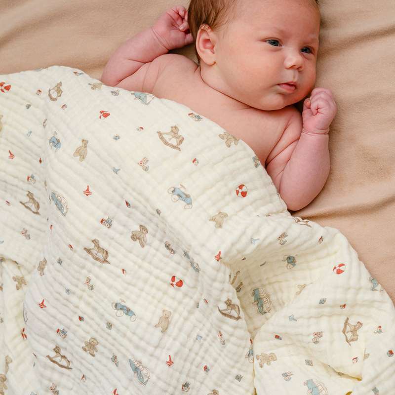 Cam Cam Copenhagen Pătură pentru bebeluși din muselină - GOTS - Jucării vintage 
