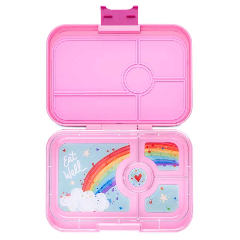 Yumbox Caixa de almoço - Tapas XL - 4 compartimentos - Capri Pink/Rainbow 