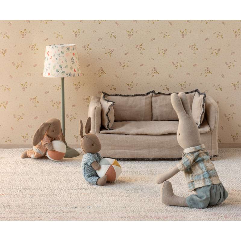 Maileg Zestaw Hares - Micro - Brązowy - Niebieski 