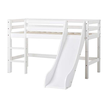 Hoppekids ECO Dream - Lit mi hauteur m. Toboggan - Divisible (Plusieurs Tailles) - Blanc 