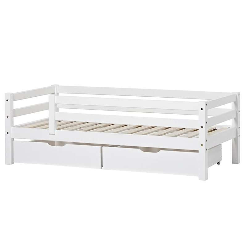 Hoppekids ECO Dream - Cama junior m. Barrera cama y Cajones - 70x160 cm. - Blanco 