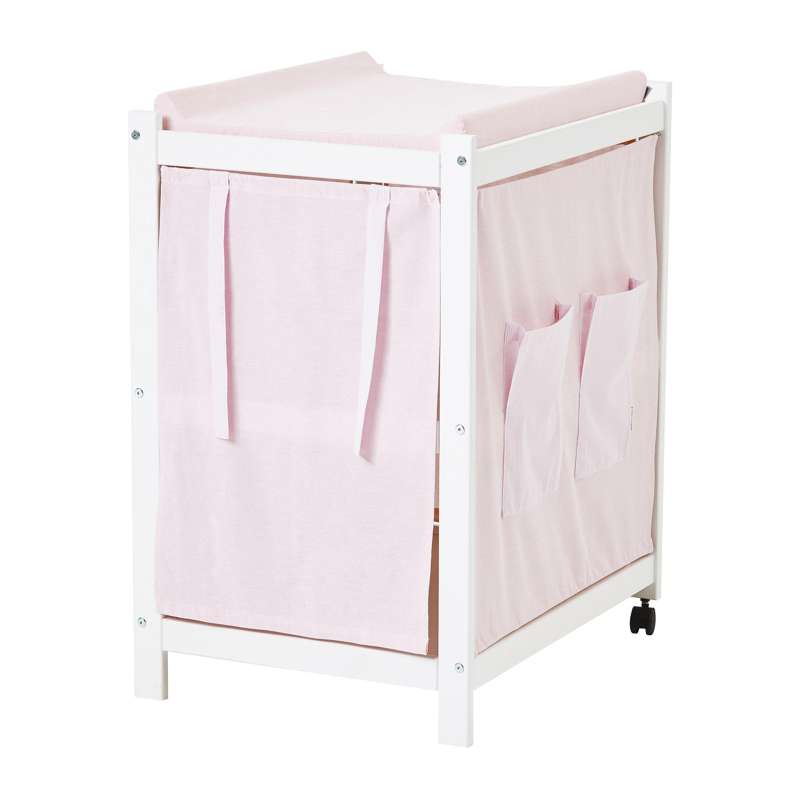 Hoppekids IDA-MARIE Table à langer avec coussin à langer et rideau - Rose clair 