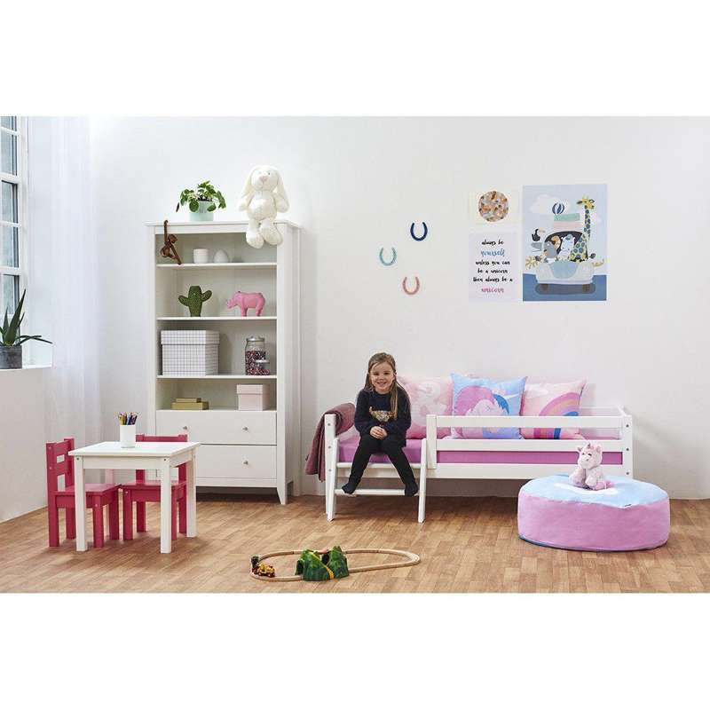 Hoppekids ECO Dream - Einzelbett m. Leiter und Rausfallschutz - 70x160 cm. - Weiß 