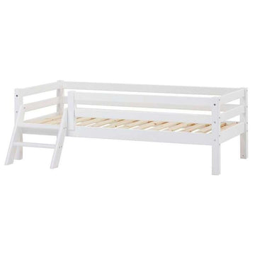 Hoppekids ECO Dream - Peuterbed m. Ladder en Bedhekje - 70x160 cm. - Wit 