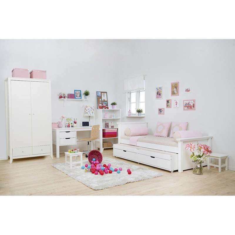 Hoppekids MAJA DELUXE - Cama infantil - 1 Alto e 1 Baixo Painel - 90x200cm - Base de Entrada Flexível - Branco 