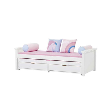 Hoppekids MAJA DELUXE - Toddler bed m. Mid-panel and Pull-out bed - 90x200 cm. - White 