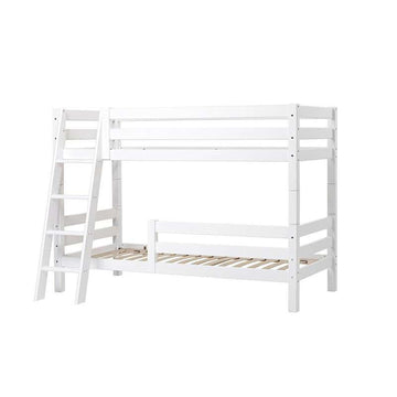 Hoppekids ECO Luxury - Emeletes ágy 150 cm. - 90x200 cm. - Két Ágykorlátok - Ferde létra - Rugalmas betétszerkezet - Fehér 