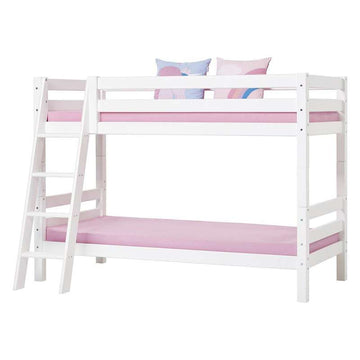 Hoppekids ECO Luxury - Beliche - 150 cm. - 90x200 cm. - Escada inclinada - Base de inserção flexível - Branco 