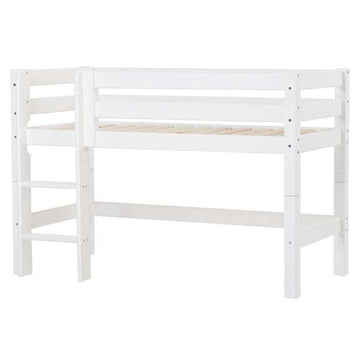 Hoppekids ECO Luxury - Mid sleeper bed m. Backrest - Straight Ladder (Multiple Sizes) - White 