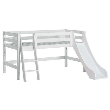 Hoppekids ECO Luxury - Mid sleeper bed m. Slide - Slanting Ladder (Multiple Sizes) - White 