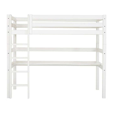 Hoppekids ECO Luxury - Lit mezzanine m. Plateau - 90x200 cm. - Fond de tiroir flexible - Blanc 