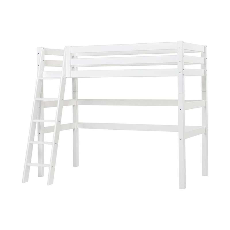 Hoppekids ECO Luxury - Loft bed - 90x200 cm. - Slanting ladder - White 