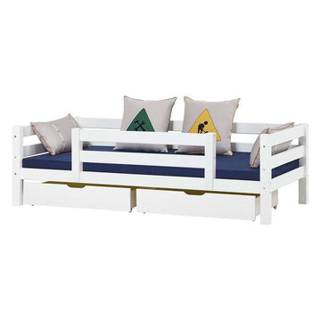 Hoppekids ECO Luxury - Κρεβάτι για παιδιά - 90x200 εκ. - 1/2 Προστατευτικό κάγκελο - Ευέλικτη βάση στρώματος - Λευκό 