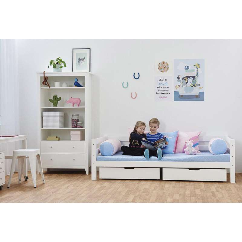 Hoppekids ECO Luxury - Юношеско легло - 90x200 см. - Гъвкава основа за матрак и облегалка - Бяла 