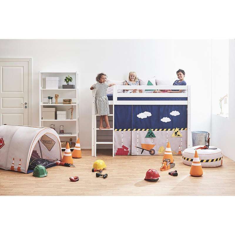 Hoppekids ECO Luxury - Полу-високо легло - 90x200 см. - Гъвкава основа за матрак - Бяла 