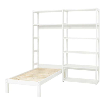 Hoppekids STOREY - Shelf - 2 Sections with 8 Shelves and Bed (Multiple Sizes) - White 