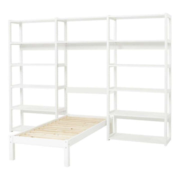 Hoppekids STOREY - Shelf - 3 Sections with 14 Shelves and Bed (Multiple Sizes) - White 