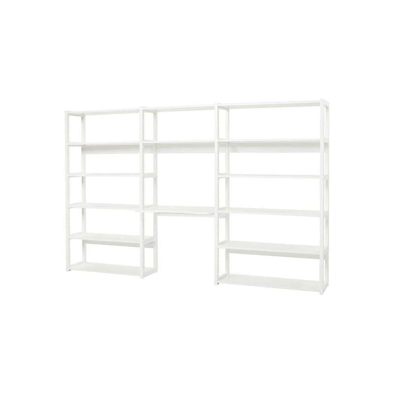 Hoppekids STOREY - Étagère - 3 Sections avec 14 Étagères et Plateau de Bureau - 80 cm. - Blanc 