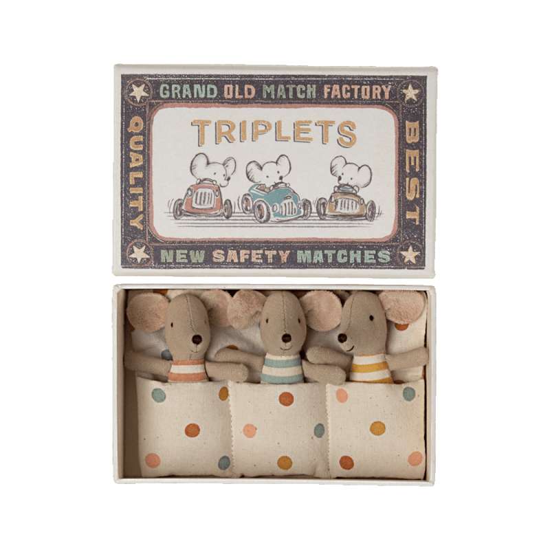 Maileg Triplets - Baby Mouse in Matchbox 