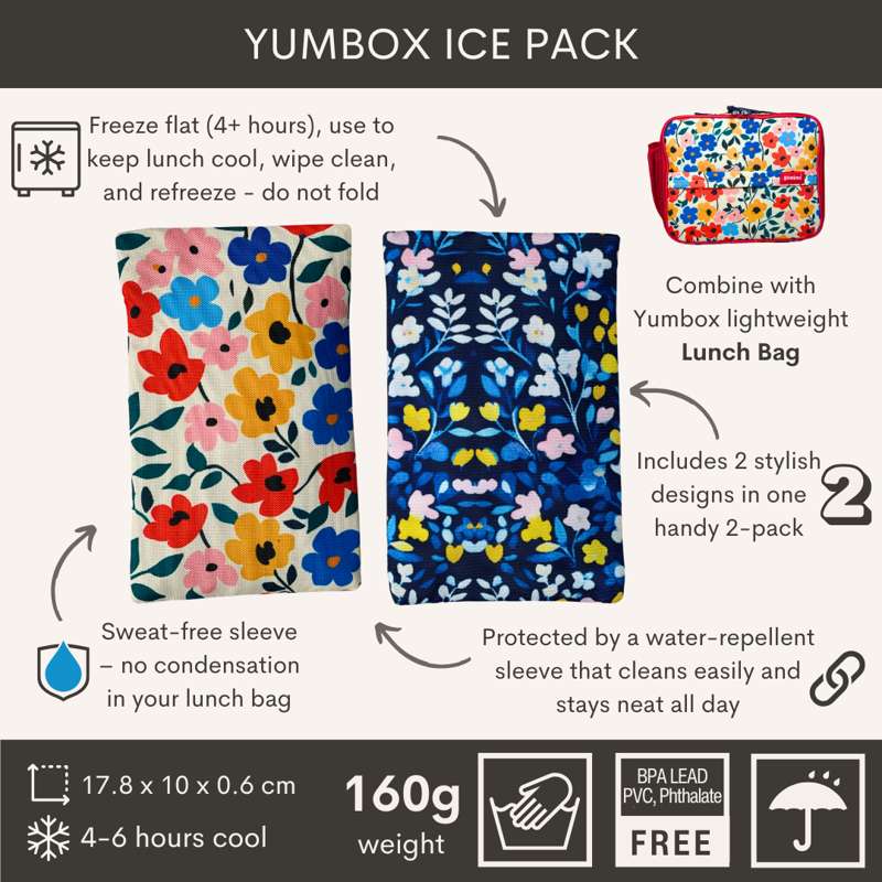 Yumbox Ice Pack Duo - Wkłady chłodzące - Poppies & Blue Flowers