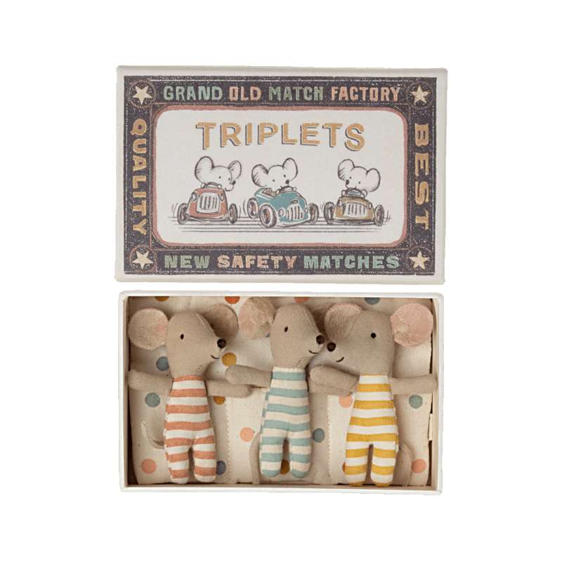 Maileg Triplets - Baby Mouse in Matchbox 