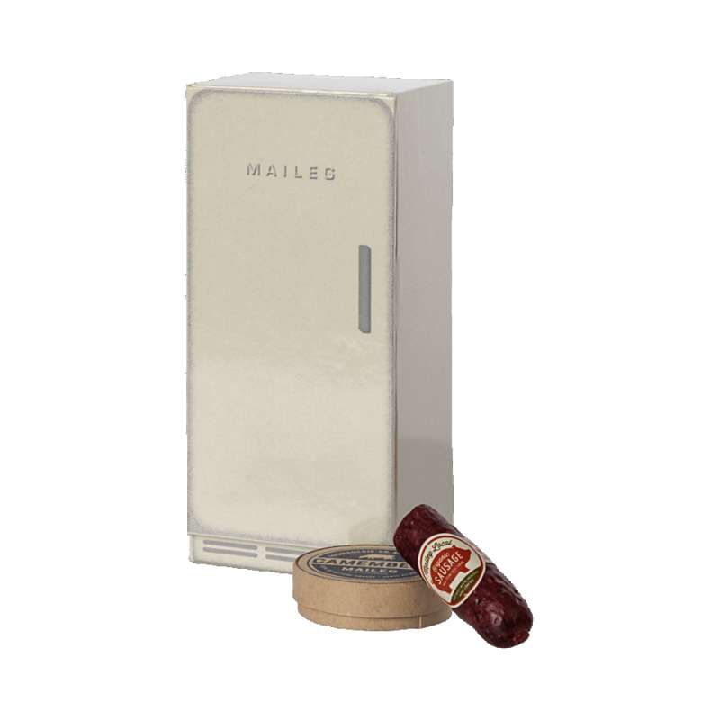 Maileg Mini réfrigérateur avec saucisse et fromage (13,5 cm.) 