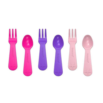 Lunch Punch Mini Spoon and Mini Fork - 3 Sets - Pink/Purple 